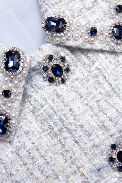 Blue Boucle Mini Dress