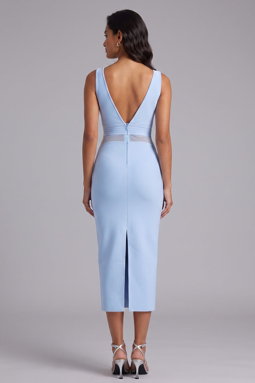 light blue heavy knit sheath dress light blue heavy knit dress - product view 3