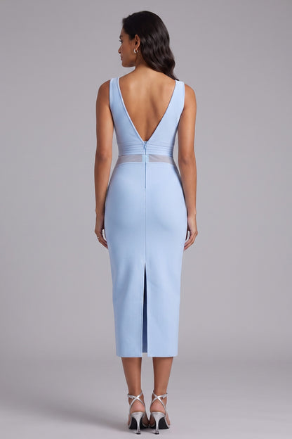 light blue heavy knit sheath dress light blue heavy knit dress - product view 3