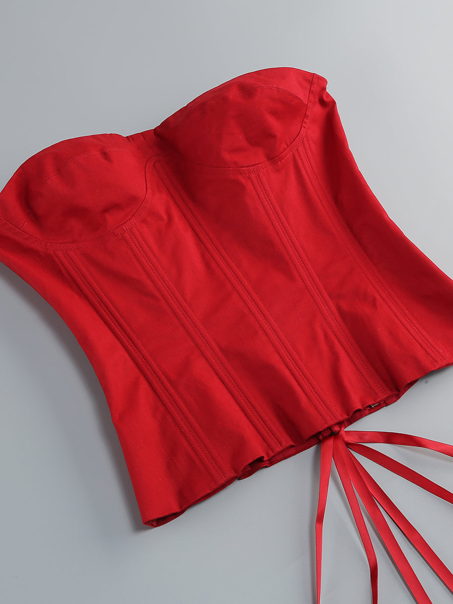 Clegg Red Corset Flower Two-Piece Set - red