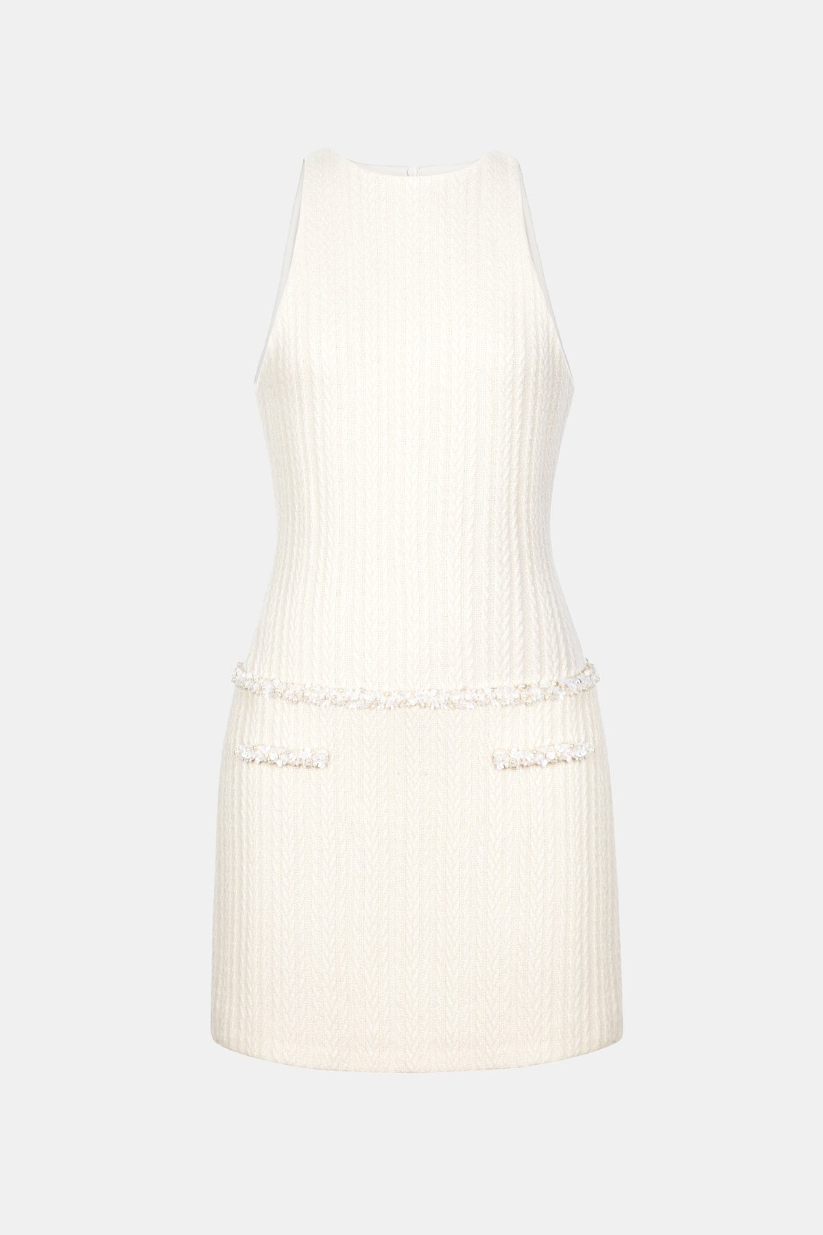 White Beaded Knit Dress