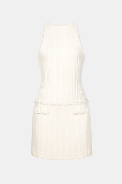 White Beaded Knit Dress