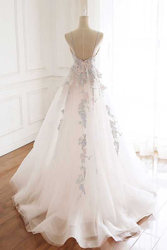 White v neck tulle lace dress