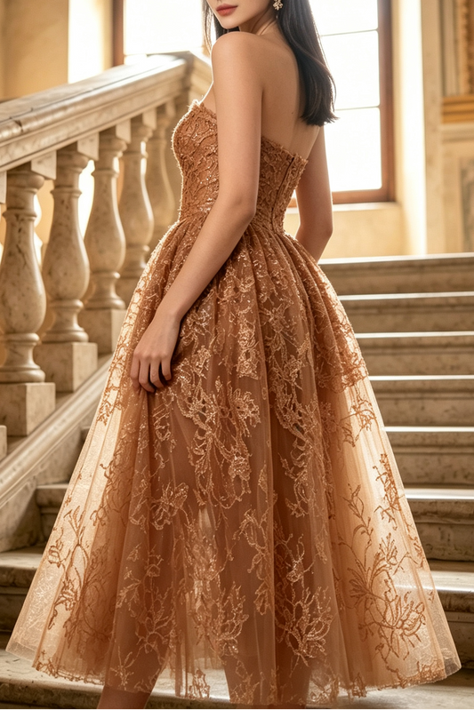 HONEY BEADED LACE MIDI DRESS