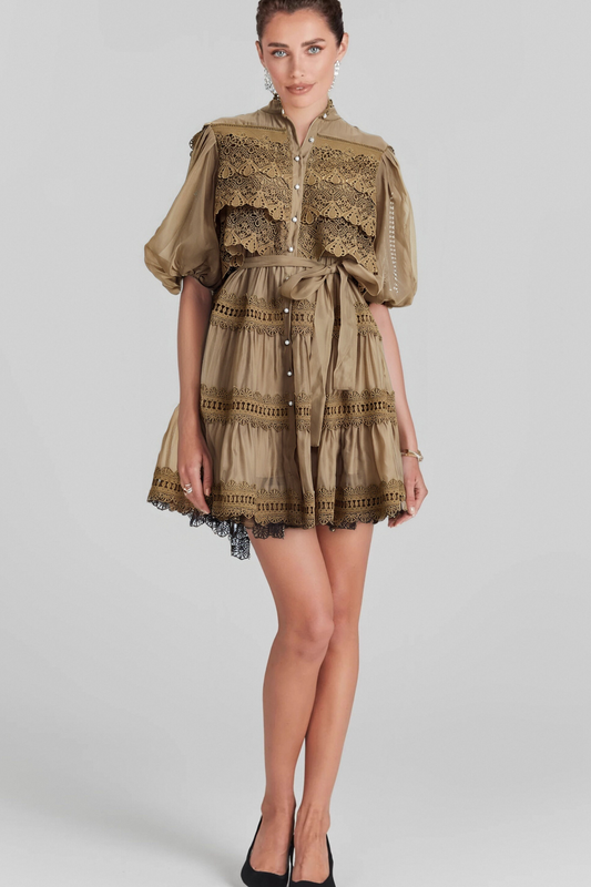 Inès lace cut-out layered mini dress