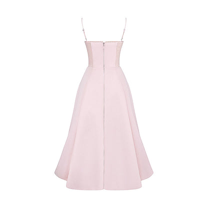 Analissa pink mesh midi dress
