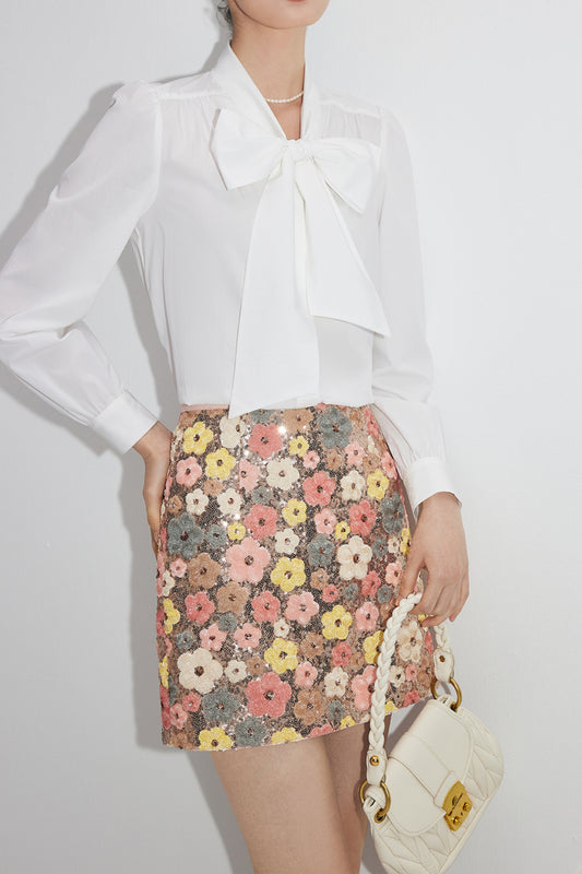 Tweed Floral Midi Dress