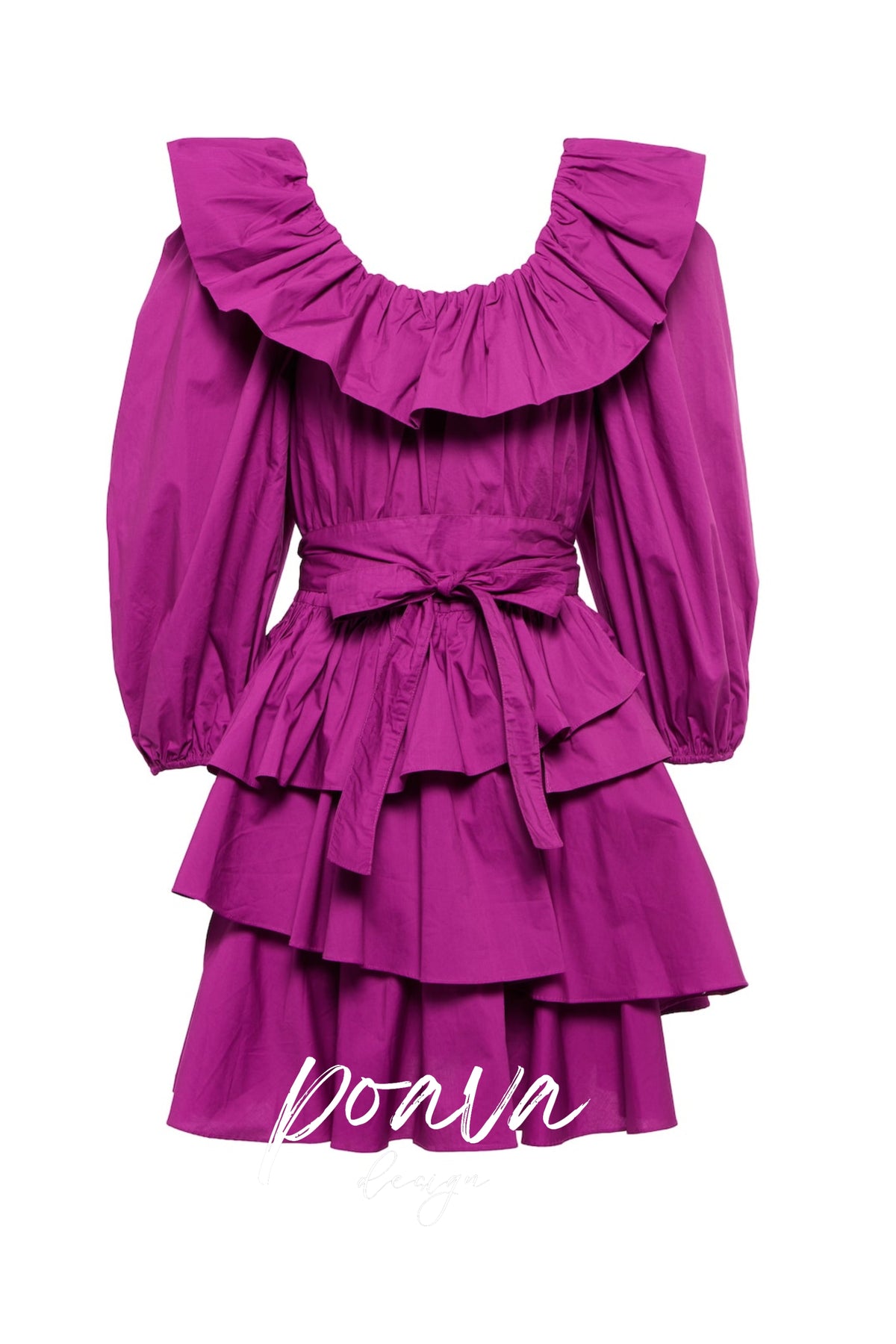 MURRAY PUFF SLEEVE RUFFLE LAYER MINI DRESS IN PURPLE