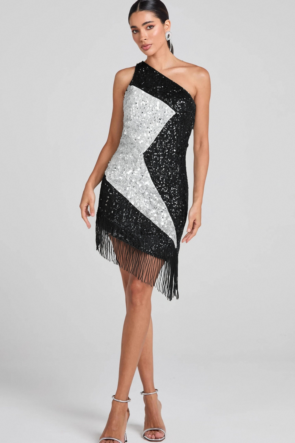 AGLAIA ONE SHOULDER SEQUIN DRESS