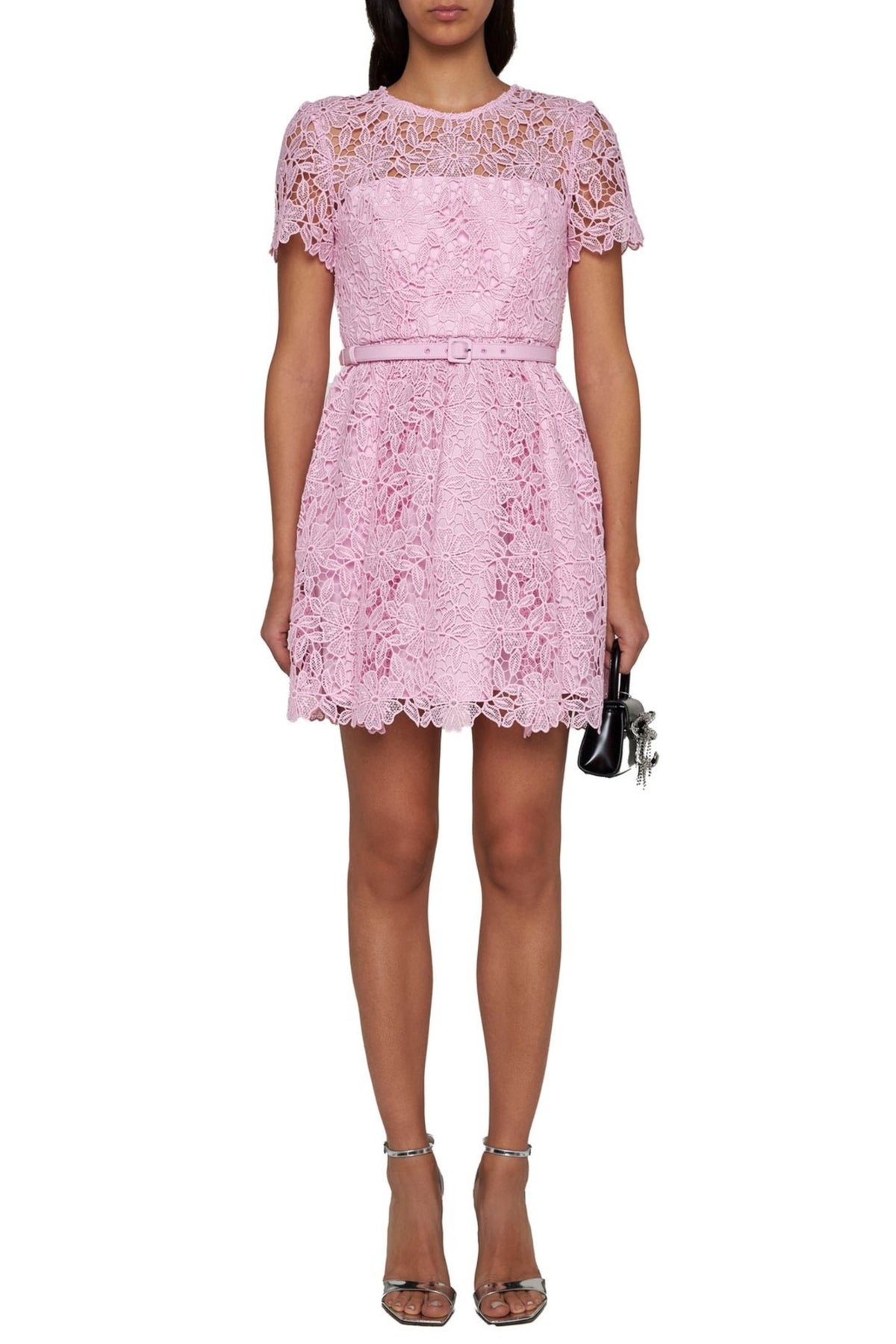 Lace mini dress in pink