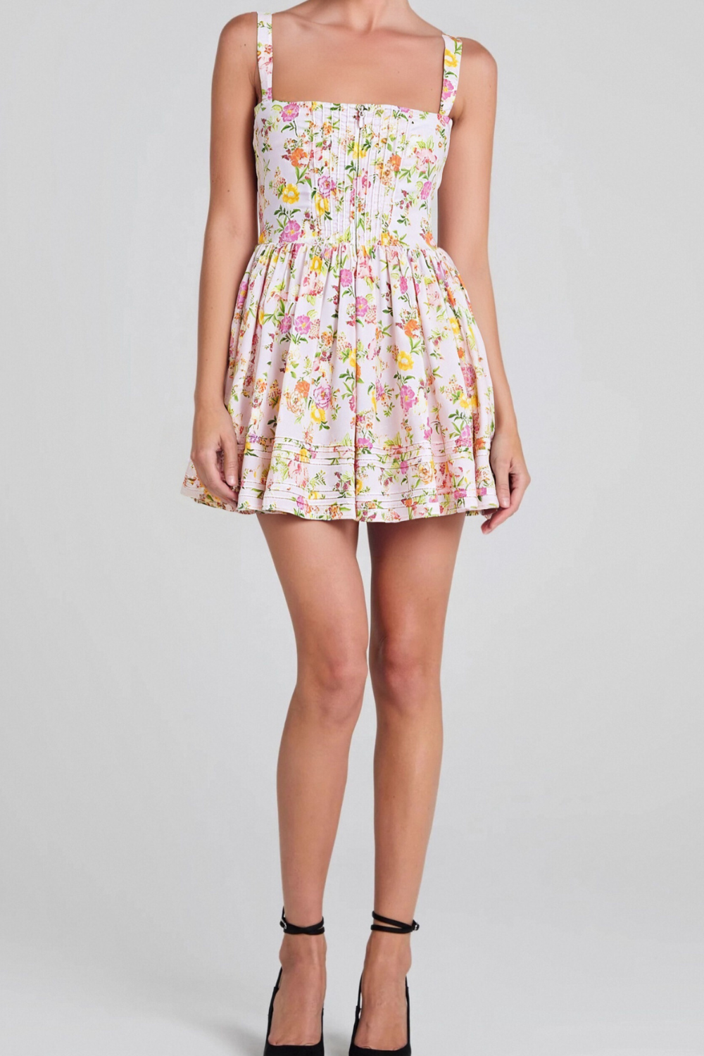 FLORAL PRINTED COTTON MINI DRESS