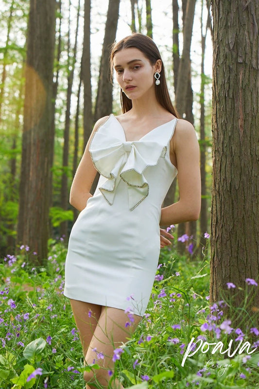white mini dress with bow