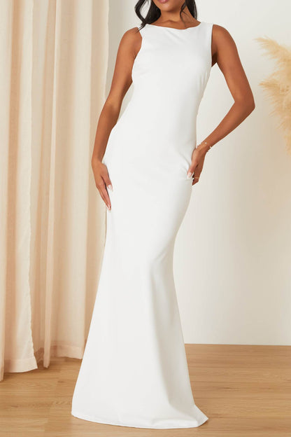 White Knotted Mermaid Maxi Dress