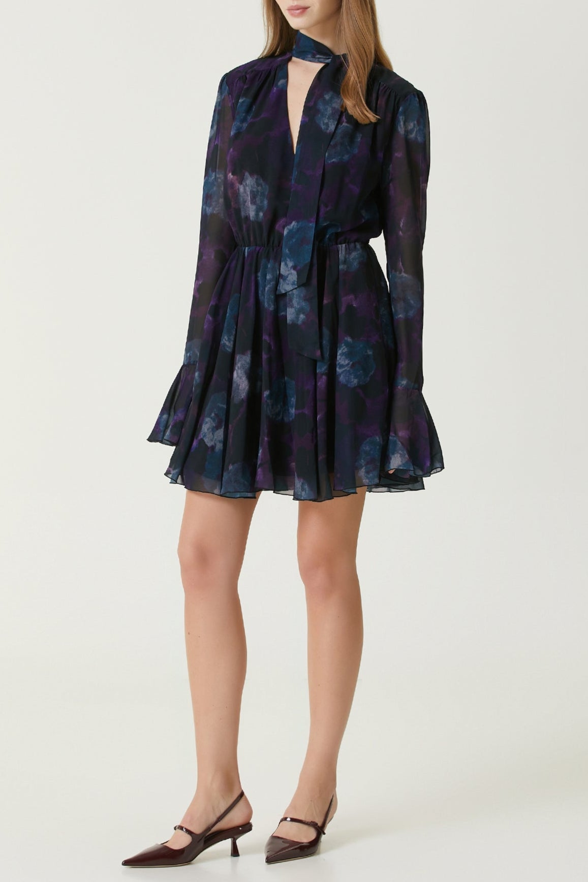 Purple Floral Cocktail mini Dress