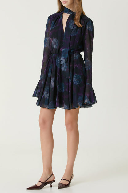 Purple Floral Cocktail mini Dress
