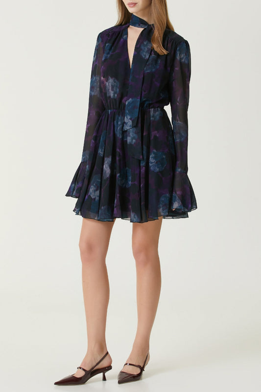 Purple Floral Cocktail mini Dress