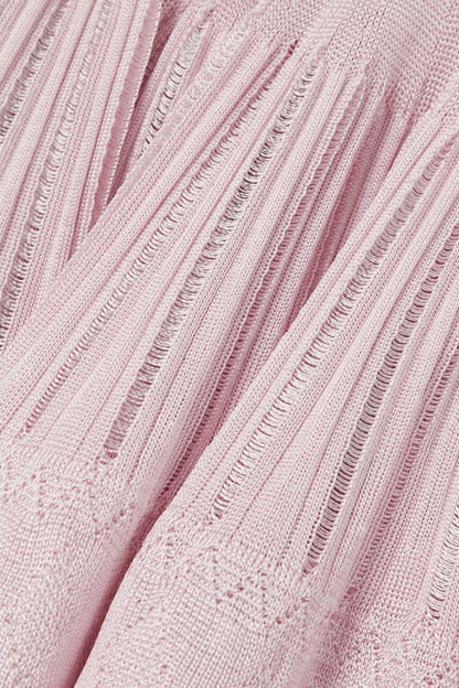 ribbed pointelle knit mini dress in pink