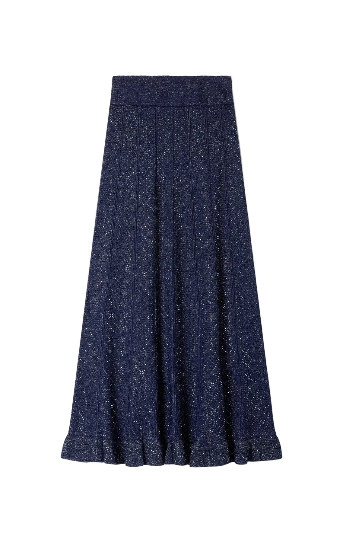 alexandra Rhinestone knit maxi skirt in navy blue