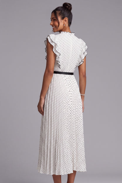 Polka Dot Ruffle Sleeve Midi Dress Premium Fabric - product view 2