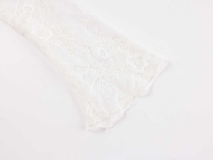 White lace strapless spliced knitted mini dress