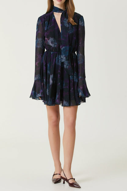 Purple Floral Cocktail mini Dress