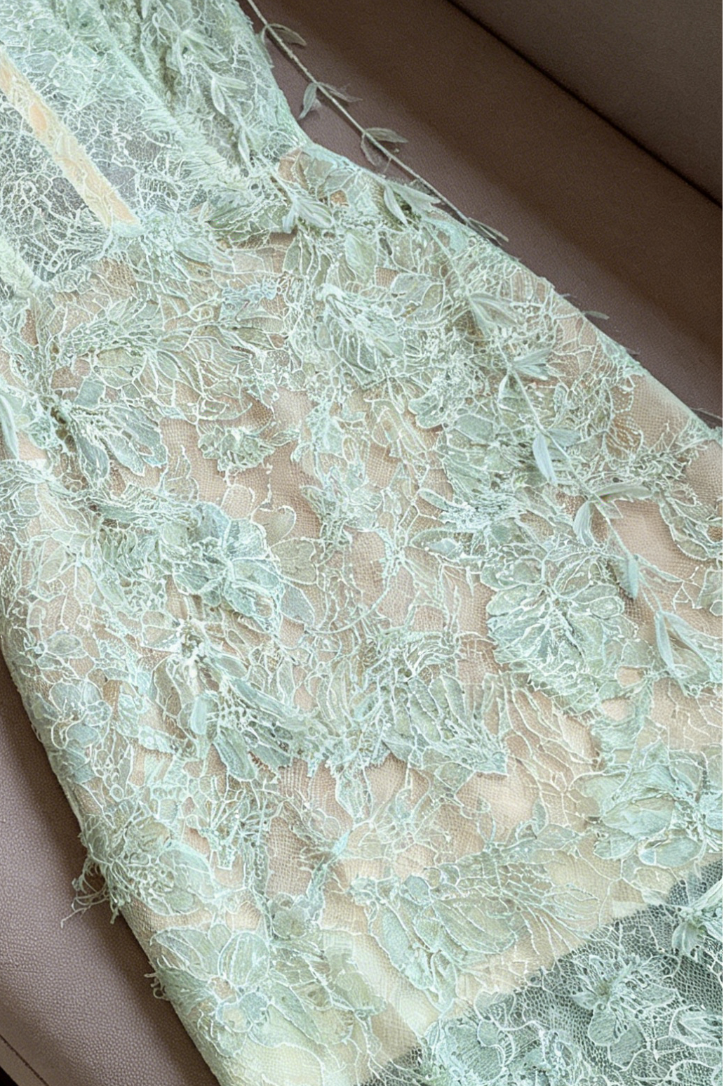 Mint Beaded Lace Pencel Dress