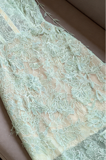 Mint Beaded Lace Pencel Dress