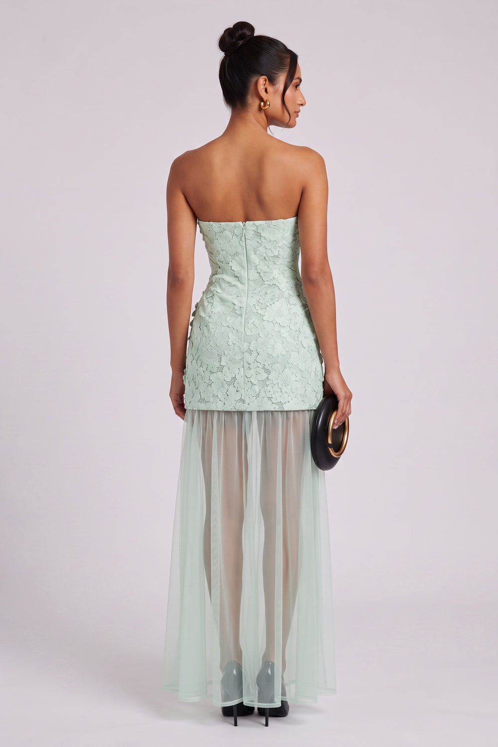 mint green 3D floral lace column dress mint green 3D floral lace dress - product view 5