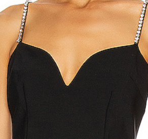 Black Structured Stretch Woven Bodycon Mini Dress with Rhinestone Fringe