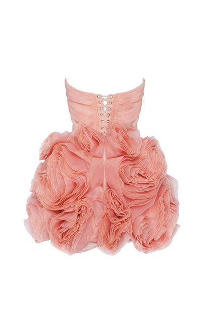 georgia Appliquéd organza coral mini dress