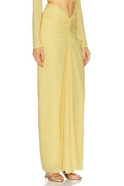 cut out bodycon bandage maxi dress in yellow