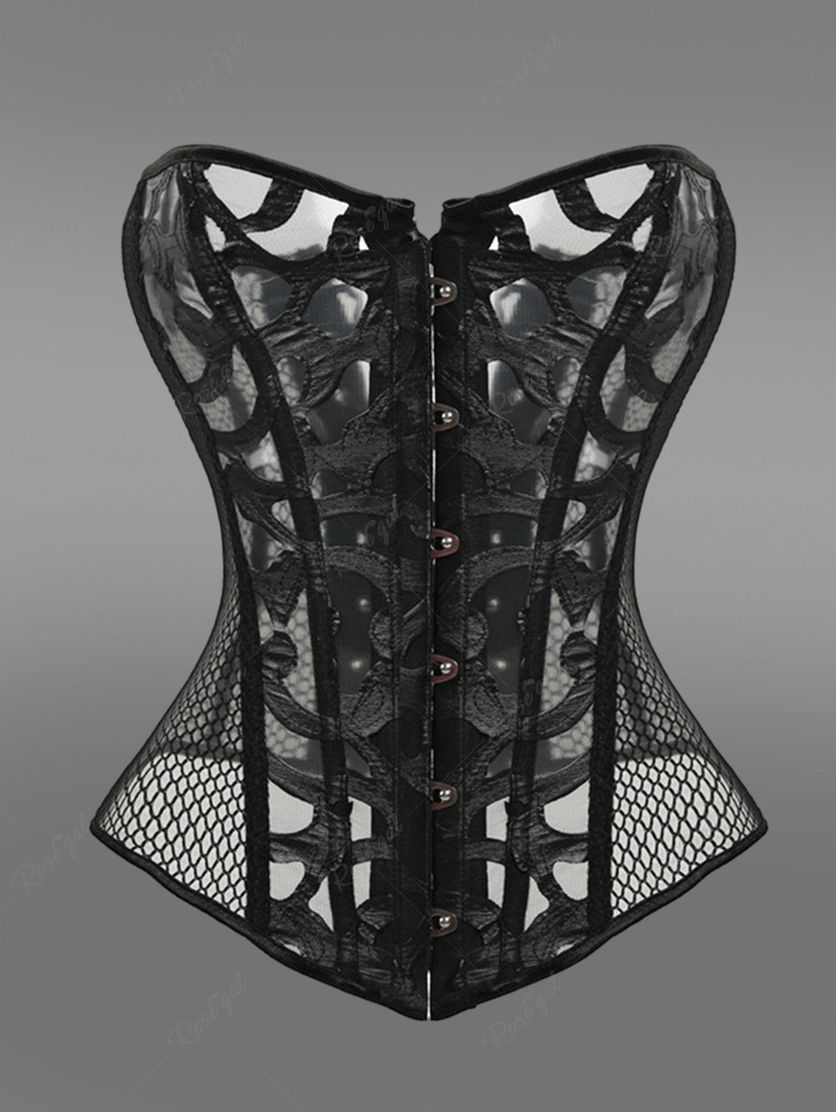 Gothic Button Fishnet Lace Up Corset