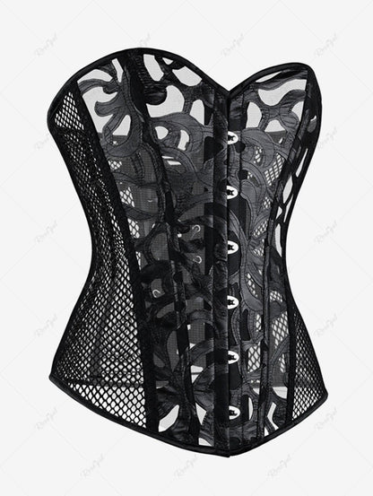 Gothic Button Fishnet Lace Up Corset