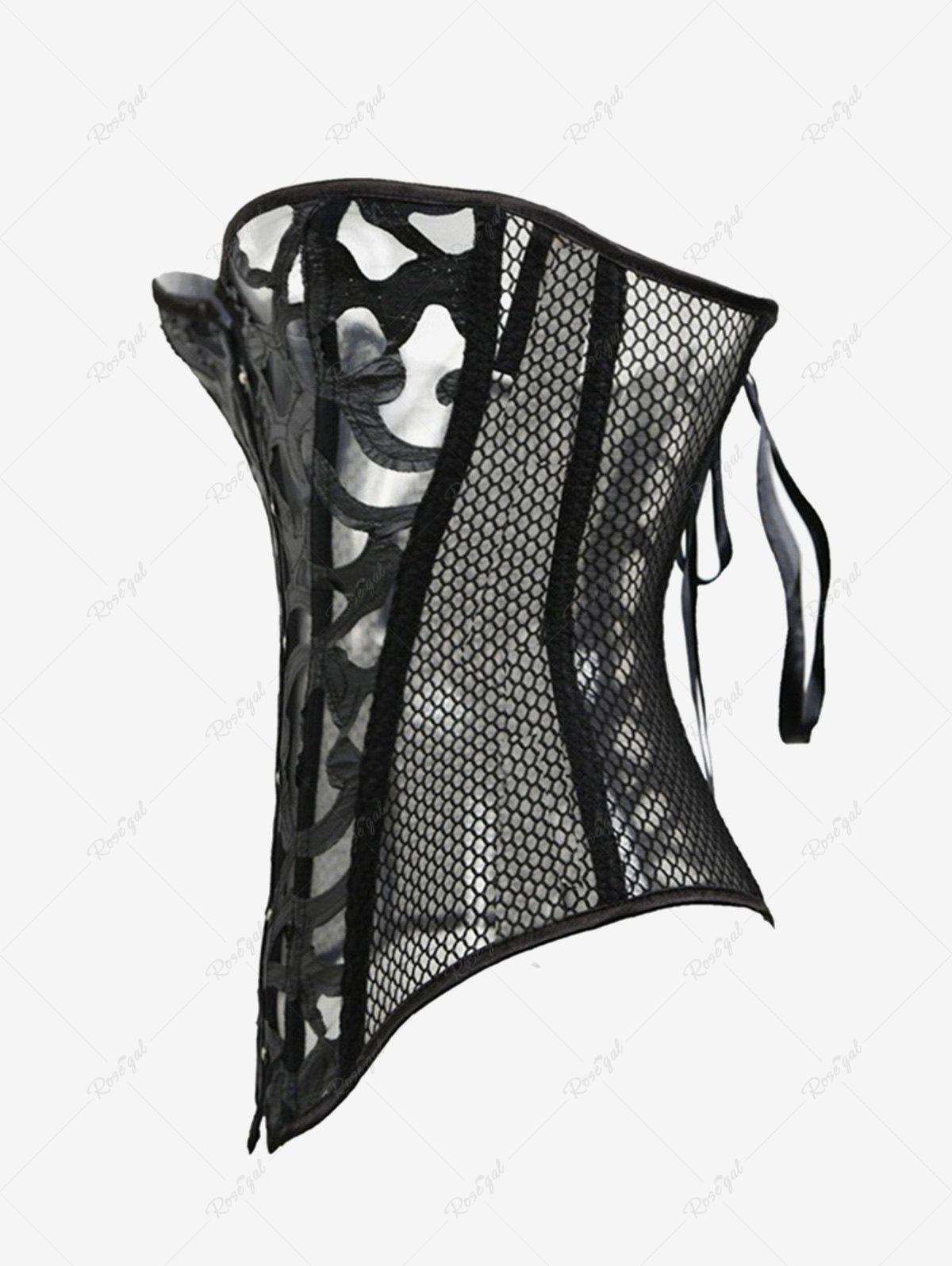 Gothic Button Fishnet Lace Up Corset