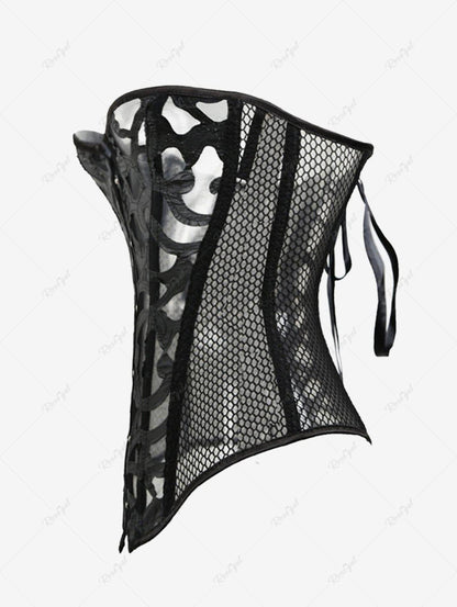 Gothic Button Fishnet Lace Up Corset