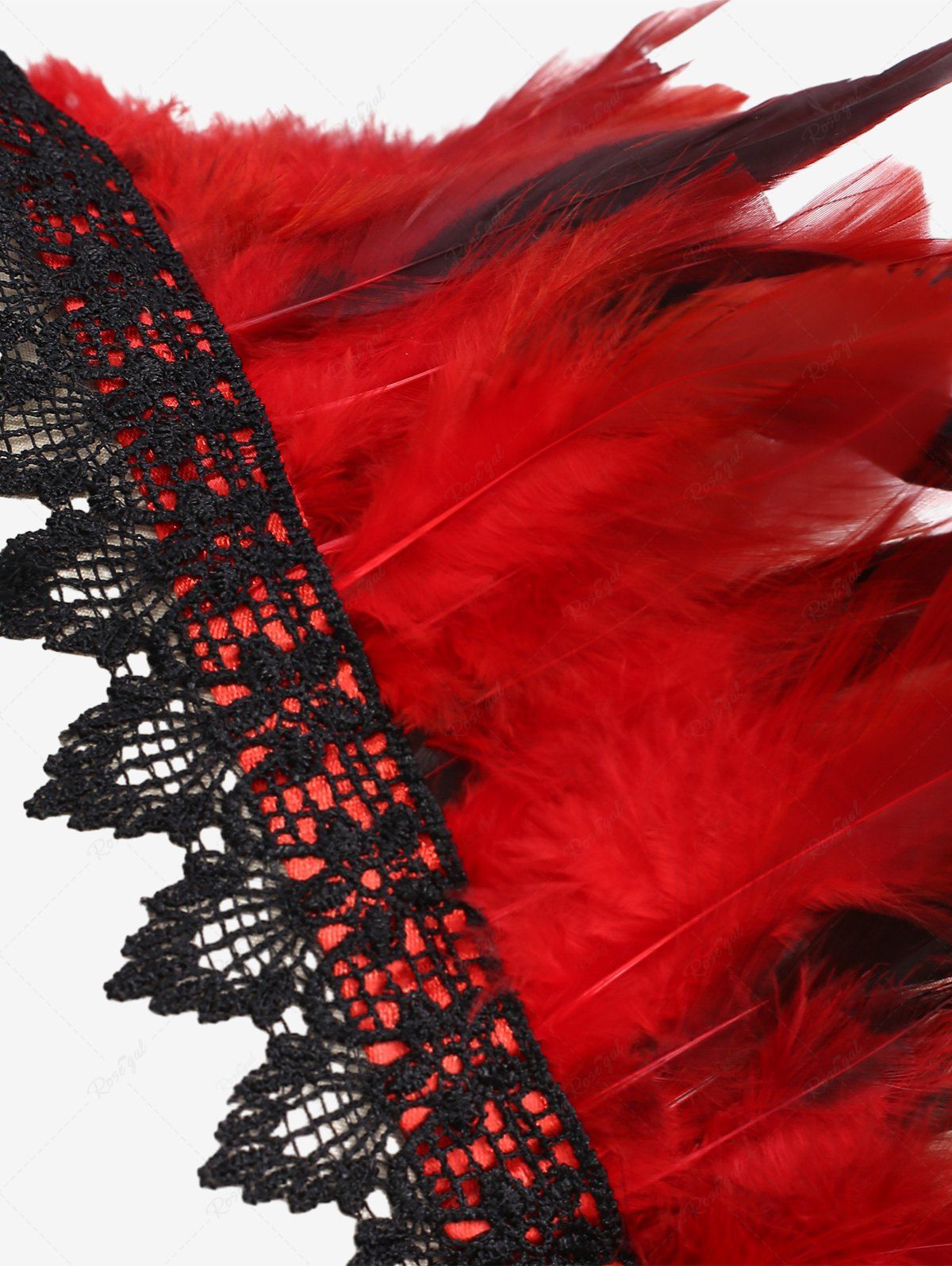 Gothic Feather Lace Crochet Lace-trim Tied Back Cape