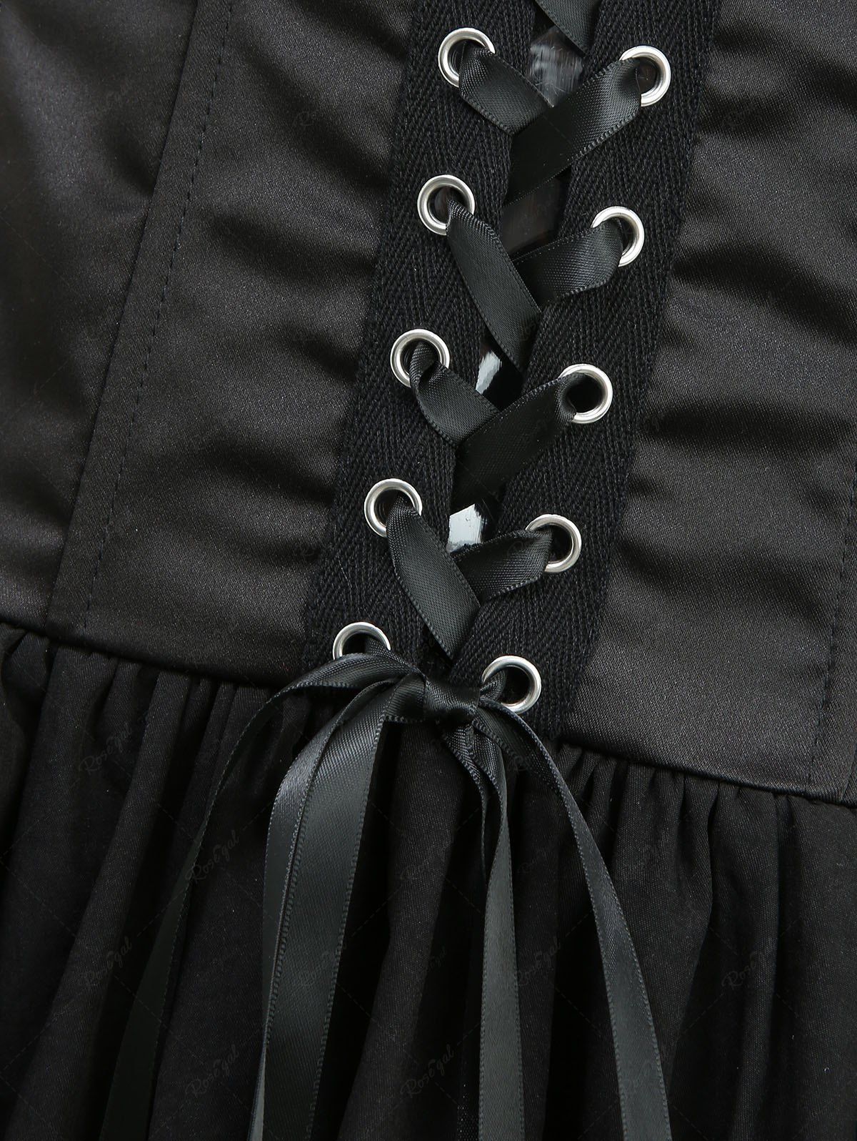 Gothic Lace Up Asymmetric Shoulder Strap Bandeau Tulip Mini Dress