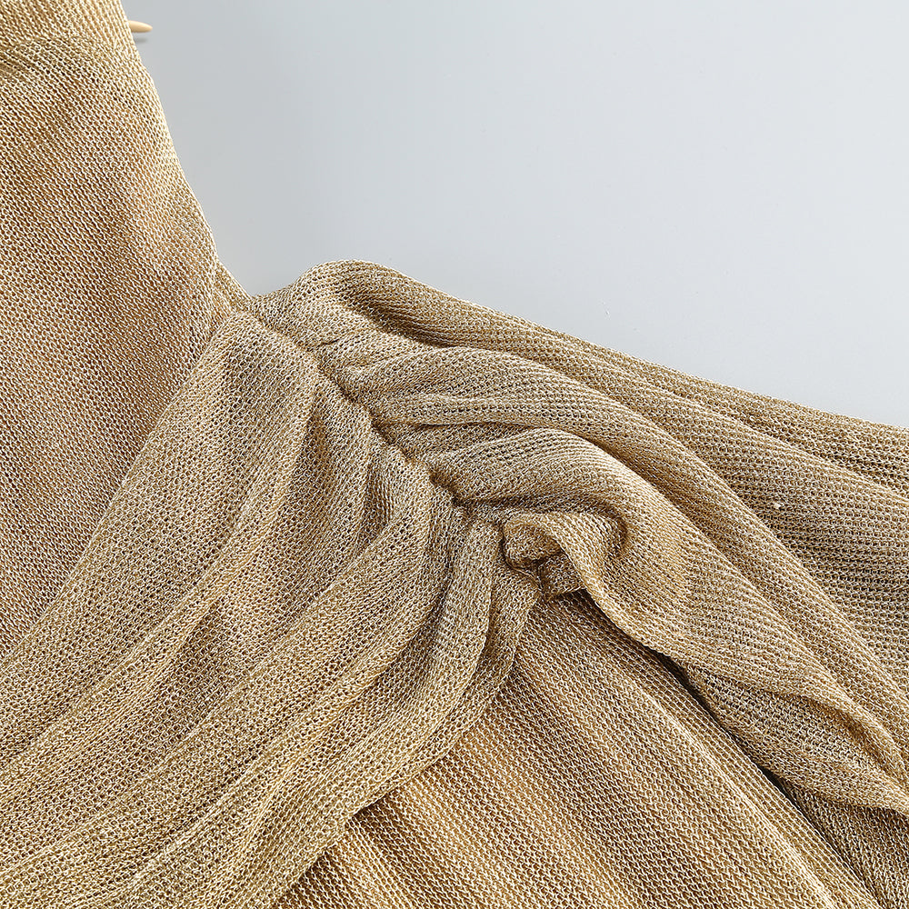 one-shoulder draped bodycon maxi dress in khaki