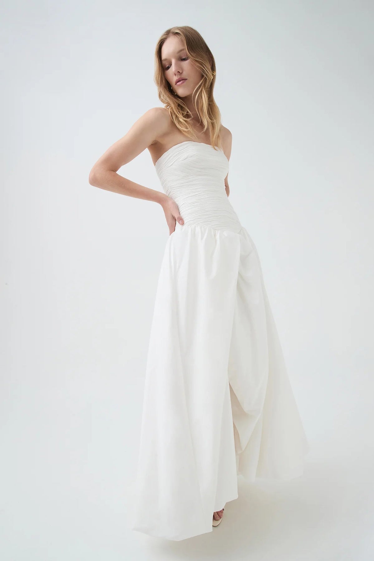nancy Bubble Hem Maxi Dress in ivory