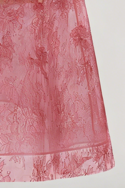 RED BEADED LACE DRESS