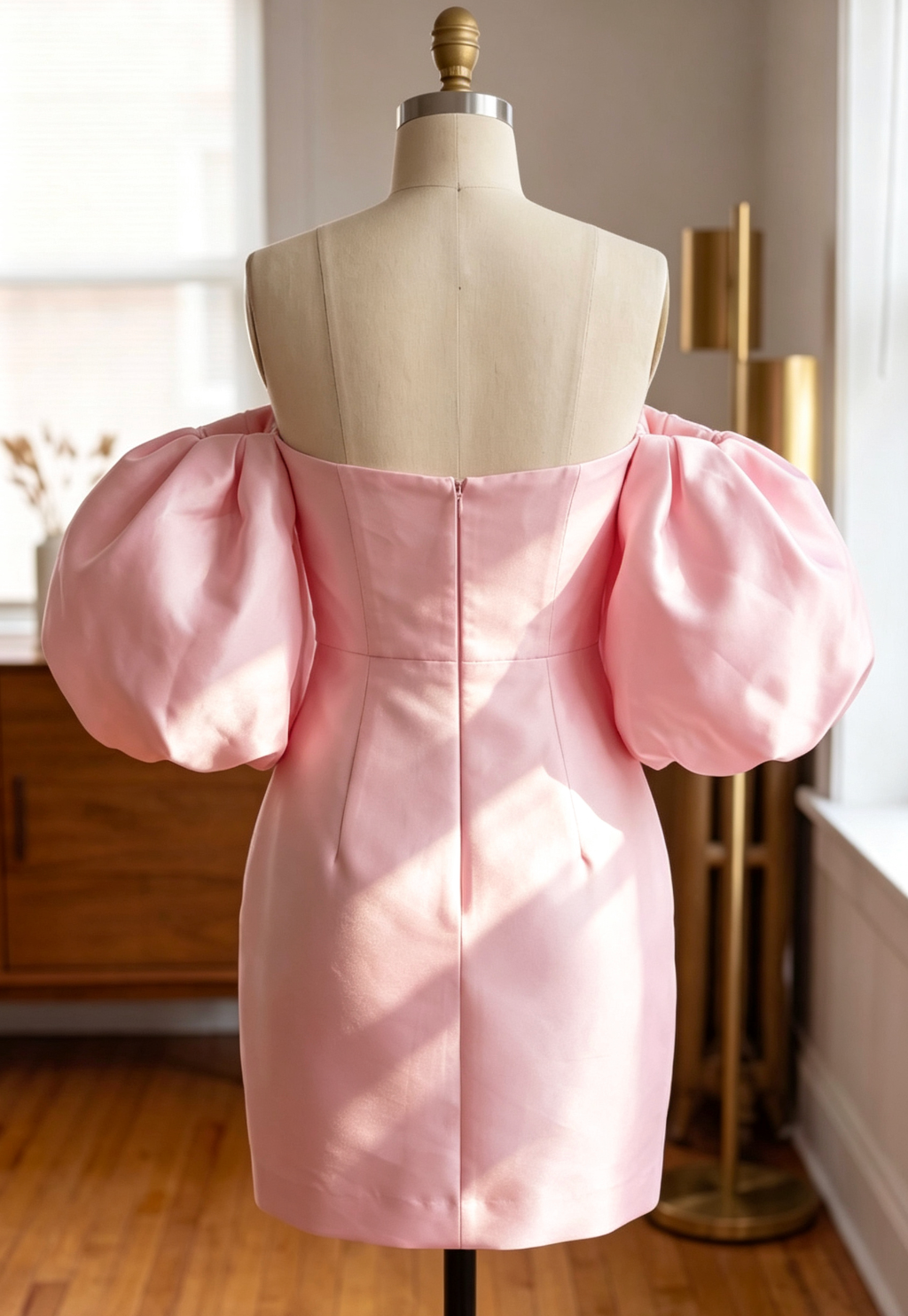 Light Pink Satin Bodycon Mini Dress