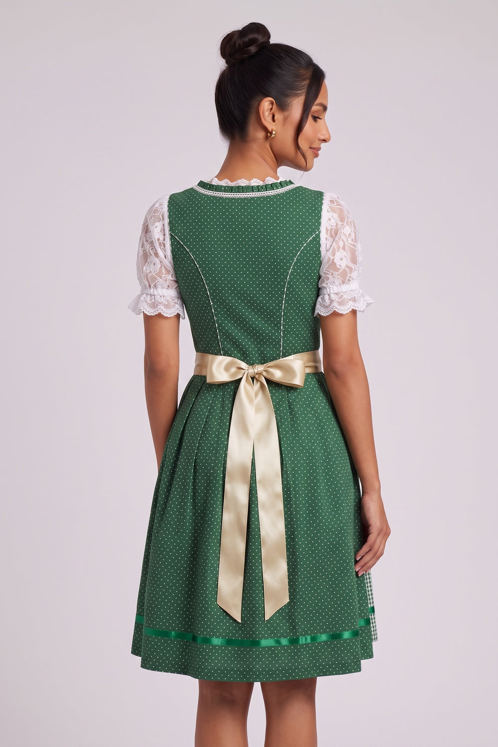 forest green cotton-blend woven fit-and-flare dirndl dress set forest green, white cotton-blend woven dirndl dress set - product view 5