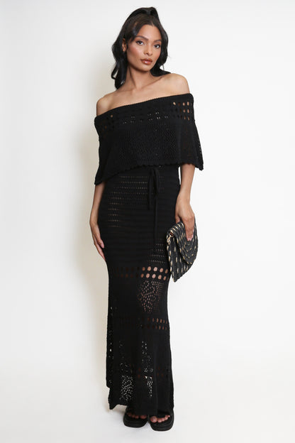 Crochet Overlay Bandeau Maxi Dress