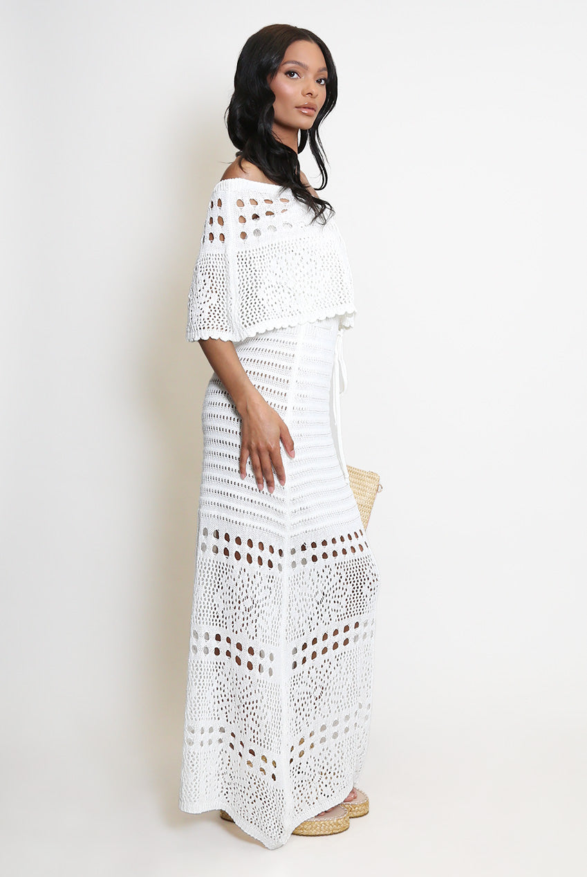 Crochet Overlay Bandeau Maxi Dress
