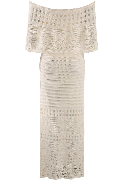 Crochet Overlay Bandeau Maxi Dress