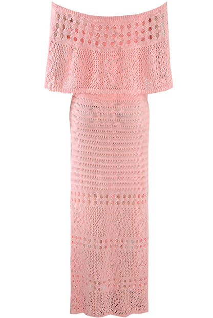 Crochet Overlay Bandeau Maxi Dress