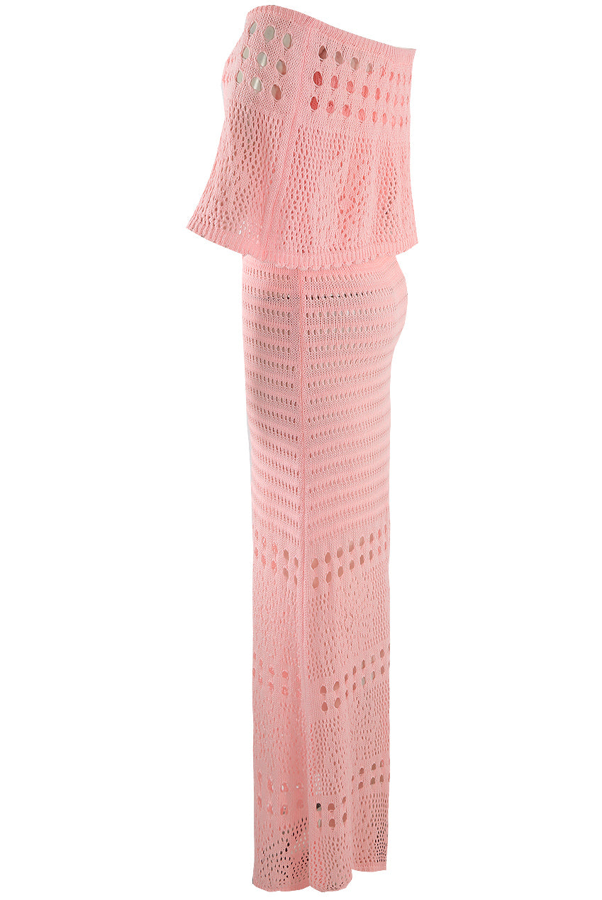 Crochet Overlay Bandeau Maxi Dress