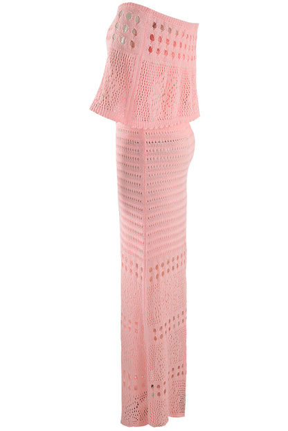 Crochet Overlay Bandeau Maxi Dress