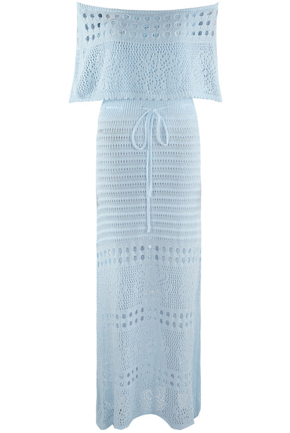 Crochet Overlay Bandeau Maxi Dress