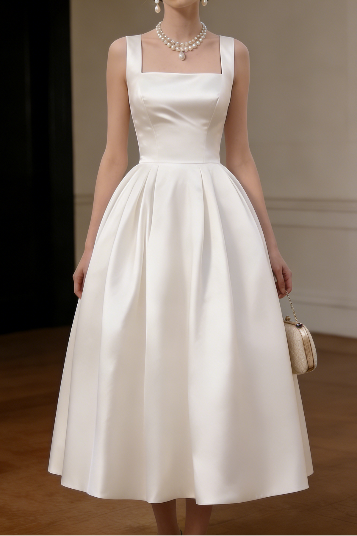 Sharon Minimalist Spaghetti Strap Midi Dress - Off-White